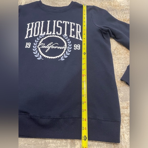 Hollister California Crew Neck Soft Sweatshirt NavyBlue White Logo1999 Large Y2K - Picture 2 of 7